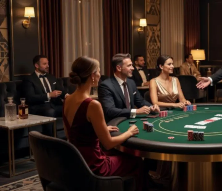 Elegáns esti rendezvény gaming-style asztalokkal és házigazdákkal a Lunvazir szervezésében.