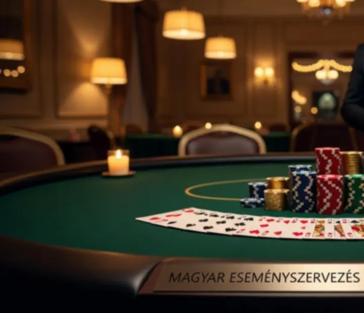 Lunvazir élő poker este elegáns asztalokkal és zsetonokkal
