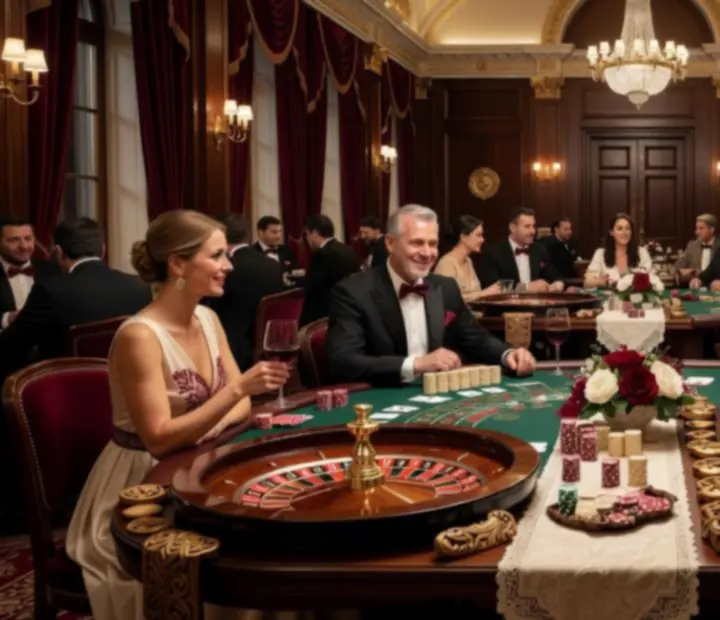 Tematikus esti rendezvény inspiráció gaming-style asztalokkal és elegáns dekorációval.